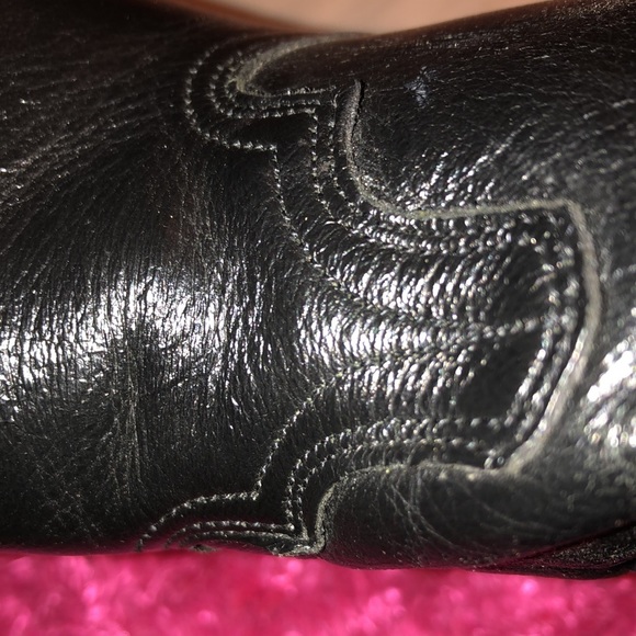 ABILENE MEN BLACK LEATHER COWBOY BOOTS SZ. 7 - Picture 5 of 10